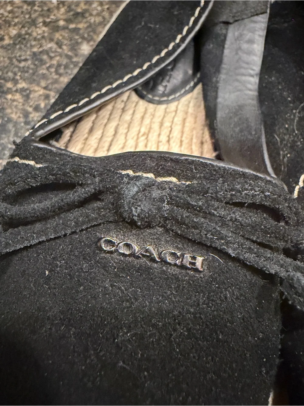 Coach Black Suede Espadrille Slip-On Loafers